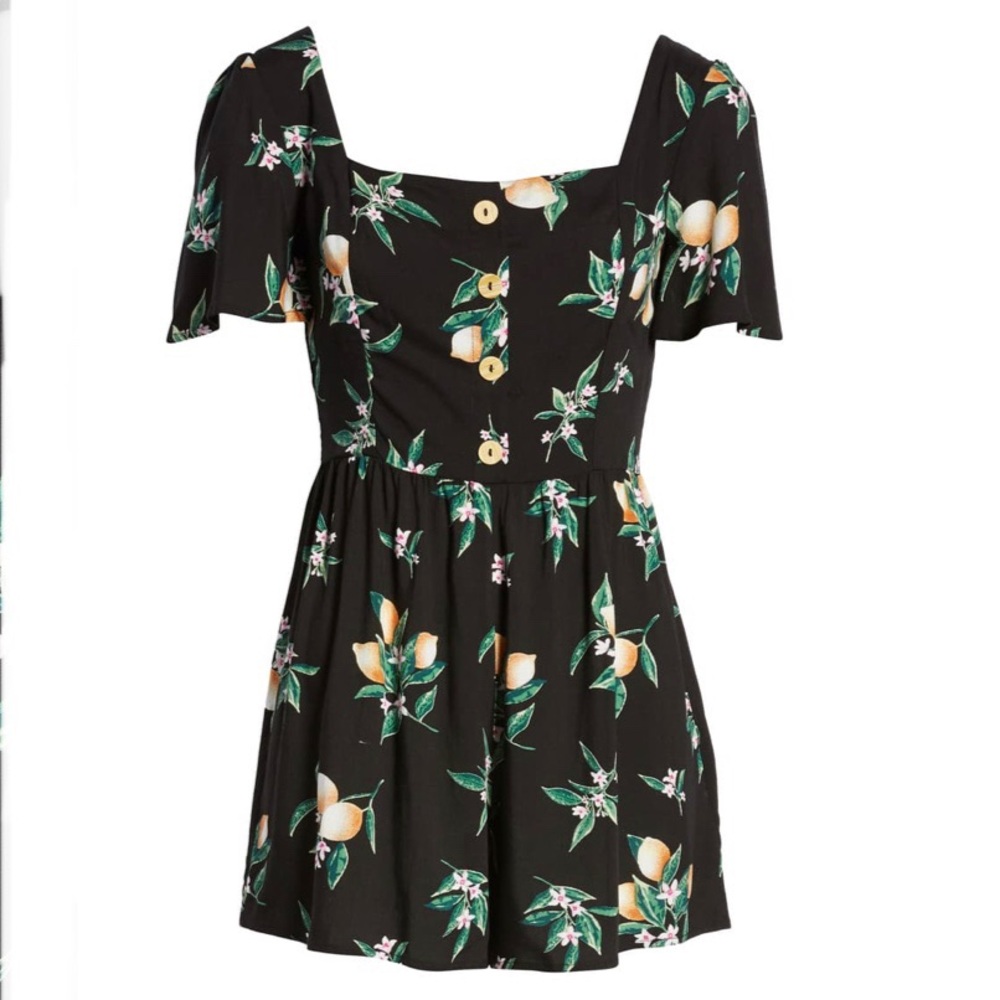 All In Favor Lemon Print Button Front Romper - image 5
